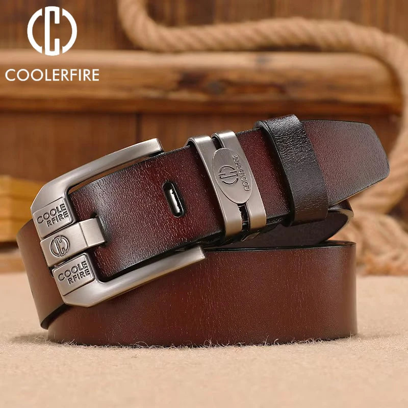 New Men Genuine Leather Belts Cowboy Wide High Quality Buckle Belts for Men Brand Luxury Leisure Vintage Jeans Strap HQ225