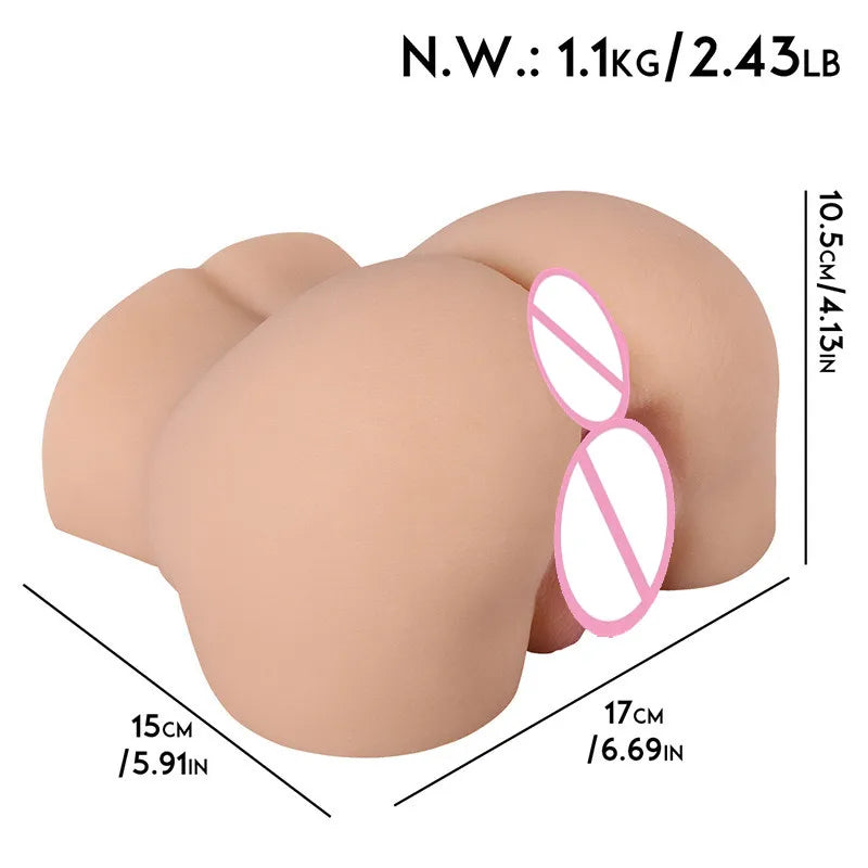1.1kg Pocket Sex Doll for Men Vagina Anal Dual Channel Sexy Butt Penis Masturbation Vaginal Cup Adult Sex Toy Realistic Ass Doll