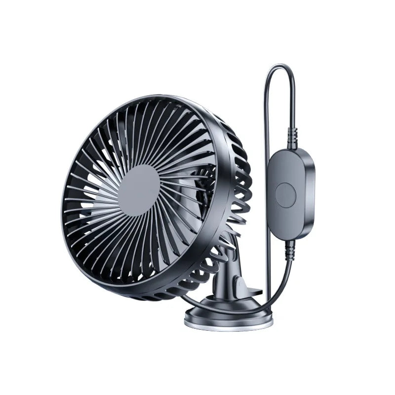 Suction Cup Car Fan 360° Rotatable USB Interface Low Noise 3-Speed Control Powerful Car Cooling Fan for Home Desk Office Car