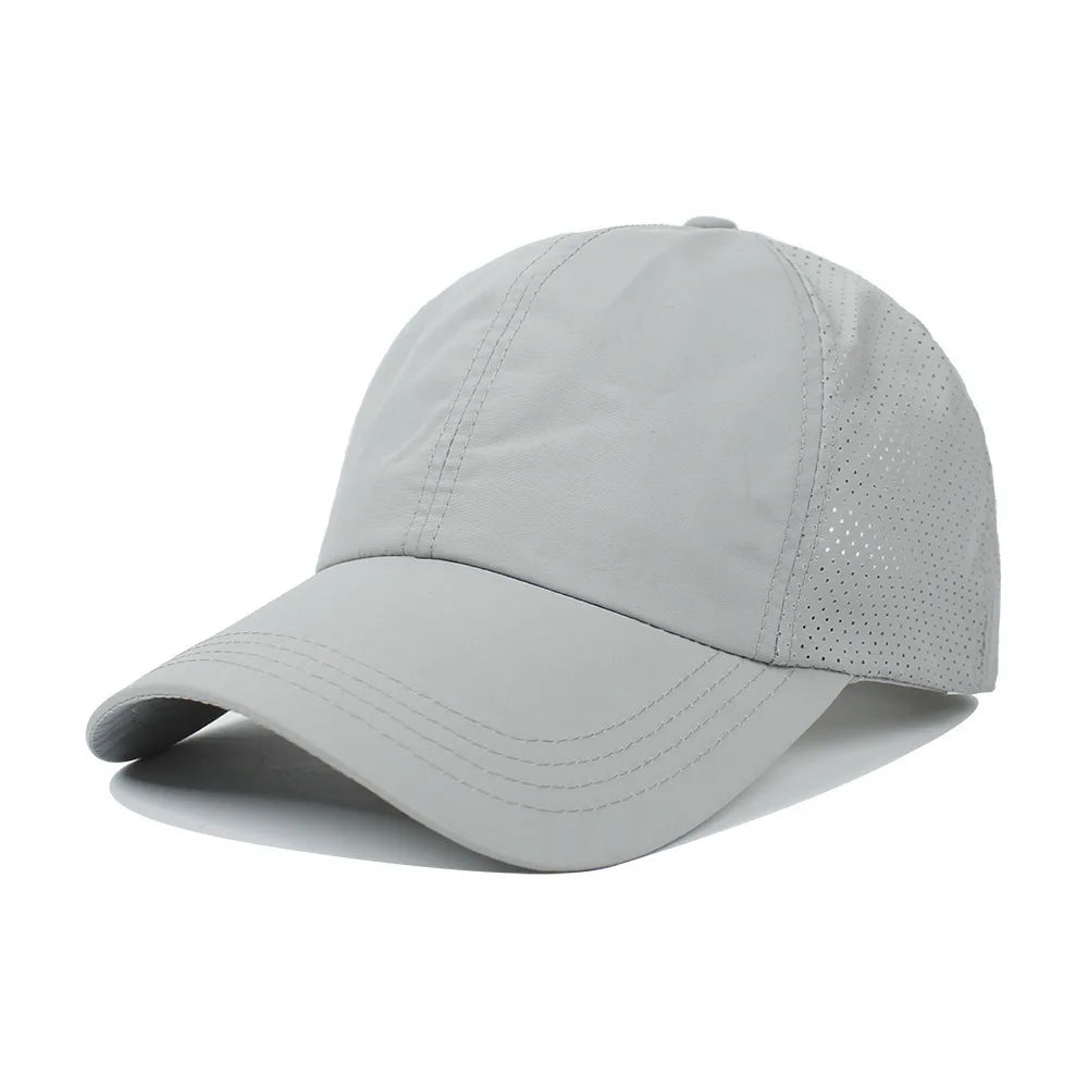 Summer Solid Color Baseball Cap Women's Athleisure Cross Ponytail Hat Mesh Quick-Drying Cap Visor Hat