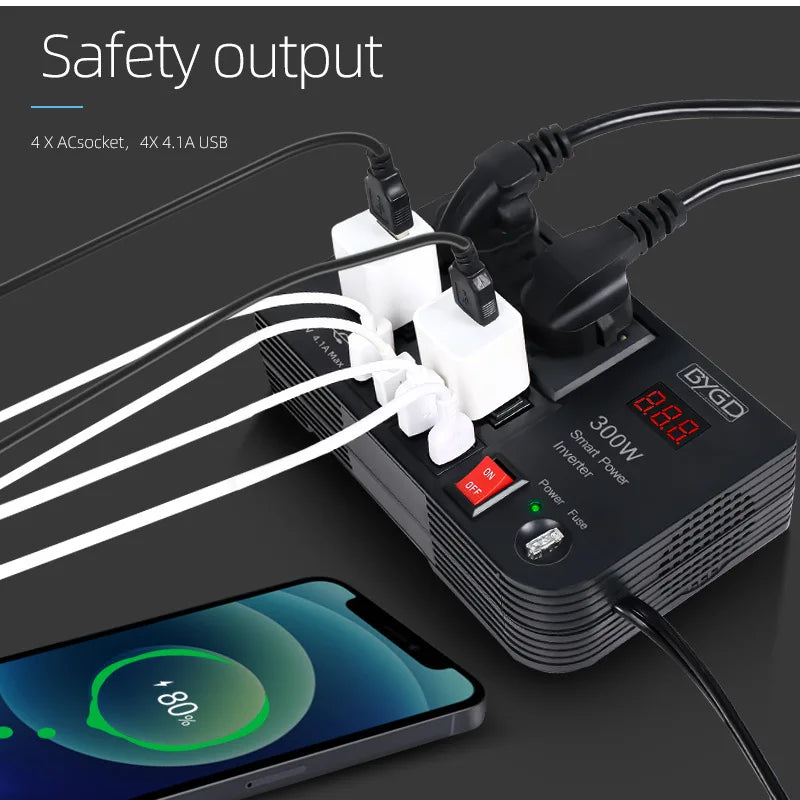 Car Inverter 300W High-power DC 12V To 220V Multi-function Home Modified Sine WaveAutomotive Power Converter power inverter