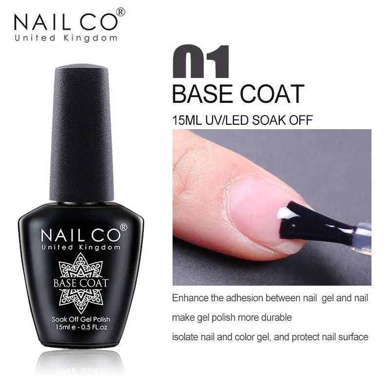 NAILCO 15ml Hema Free TPO Free Top Coat And Base Coat Art Design Gel Nail Polish Top Base Coat UV LED Soak Off Gel Nail Varnish