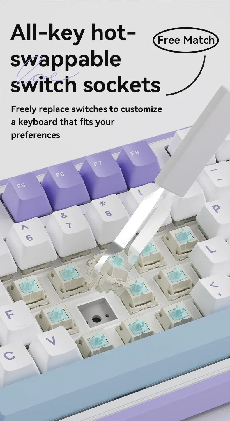 Ajazz AK980 Gaming Mechanical Keyboard Three Mode PBT Gasket Hot Swap RGB Wired Bluetooth Wireless Keyboard Game Accessories