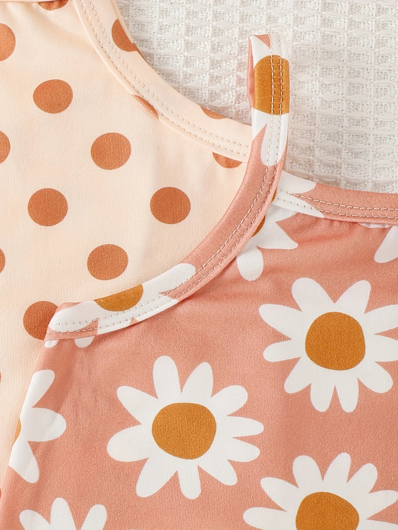Summer Baby Girl Newborn Baby Sling Onesie 3 Pieces Cute Polka Dot Flower Pattern Cool Breathable Comfortable Onesie
