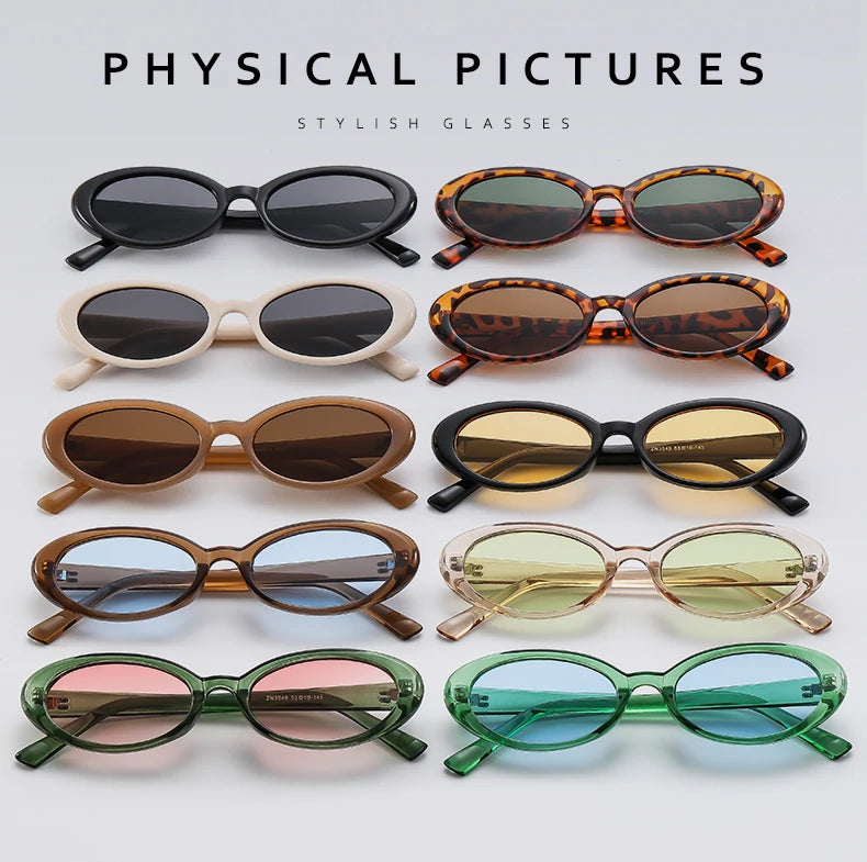 New Women's Retro Oval Sunglasses Black Small Frame Fashion Brand Trendy Hot Points Sun Glasses Female Lady Goggle UV400