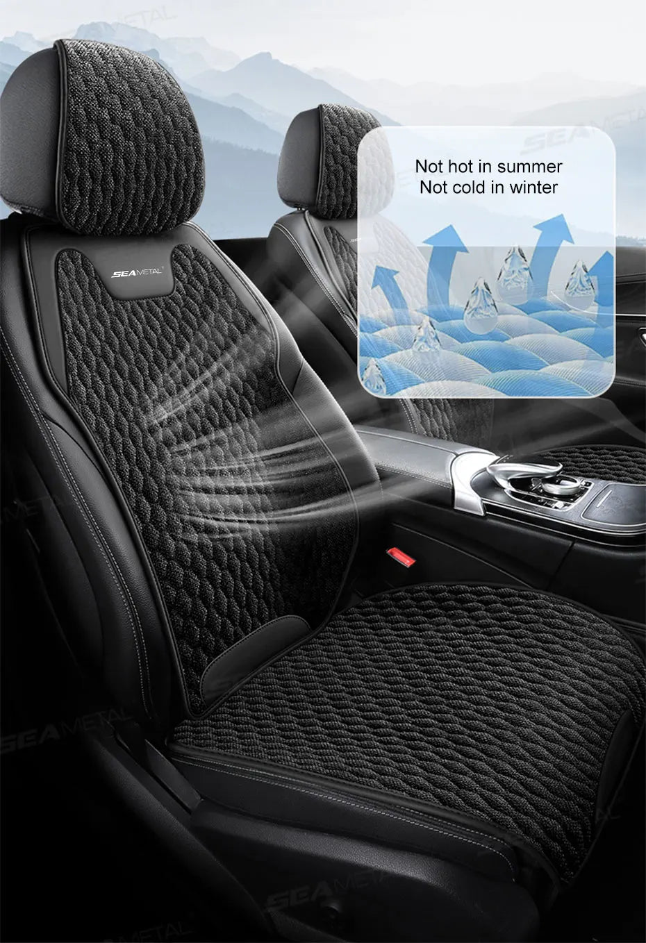 SEAMETAL Four Seasons Car Seat Cover Front Rear Car Seat Cushion Airbag Compatible Seat Protector Breathable Car Accessories