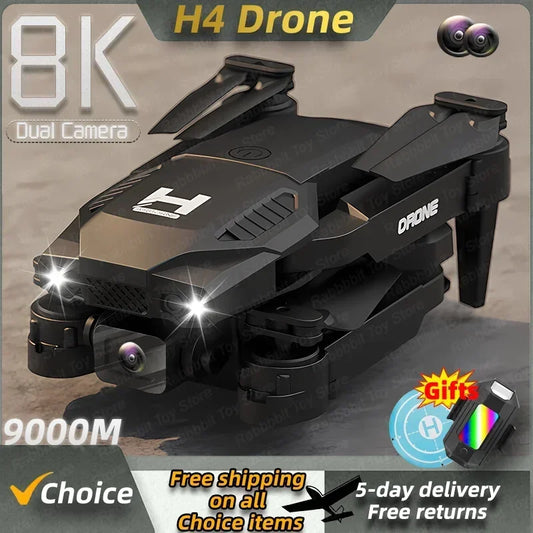 New H4 Mini Drone 4K WIFI FPV Wide Angle HD Dual8K Camera Height Hold RC Foldable Quadcopter Helicopter Toy Gift Apron Sell