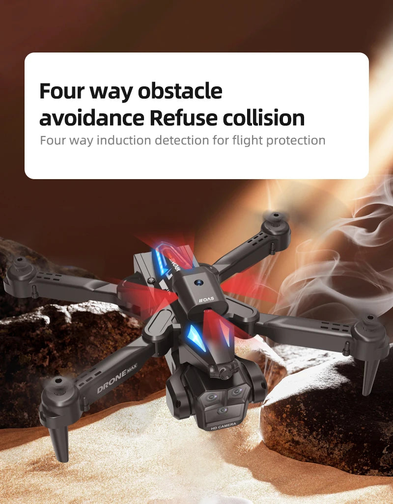 New C10 Drone GPS 8K HD Three Cameras Optical Flow Obstacle Avoidance Aerial Photography RC Foldable Quadcopter Toys Gifts