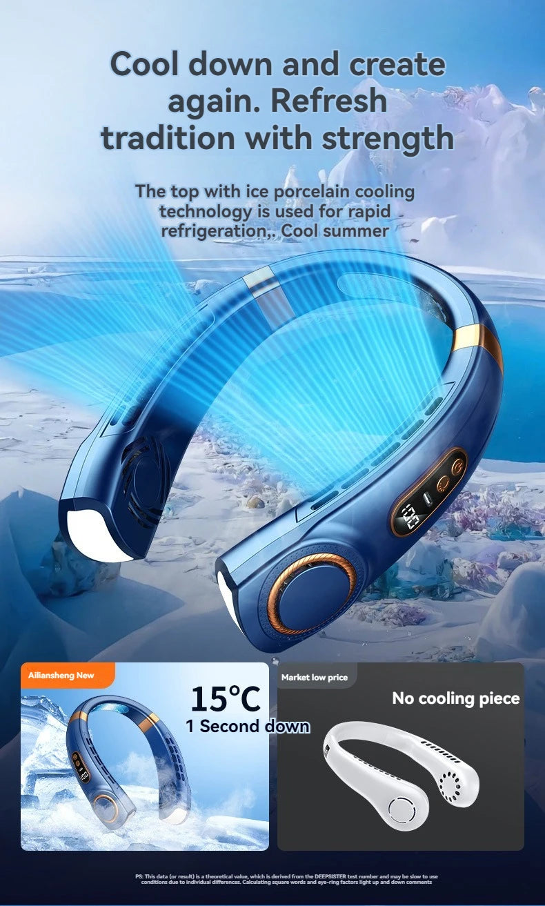 🔥2025 New Portable Halterneck Fan USB Handheld Silent Multi-function Bladeless Mini Electric Fan Cross-border