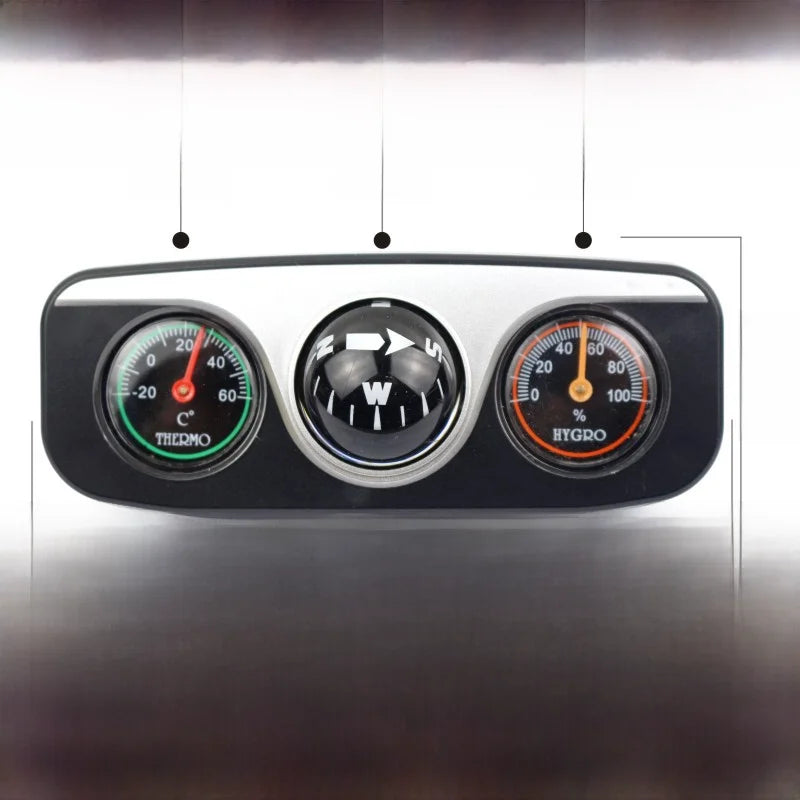 Outdoor Outing Car Guide Ball Self-driving Tour Compass with Thermometer Car Interior Decoration Accessories