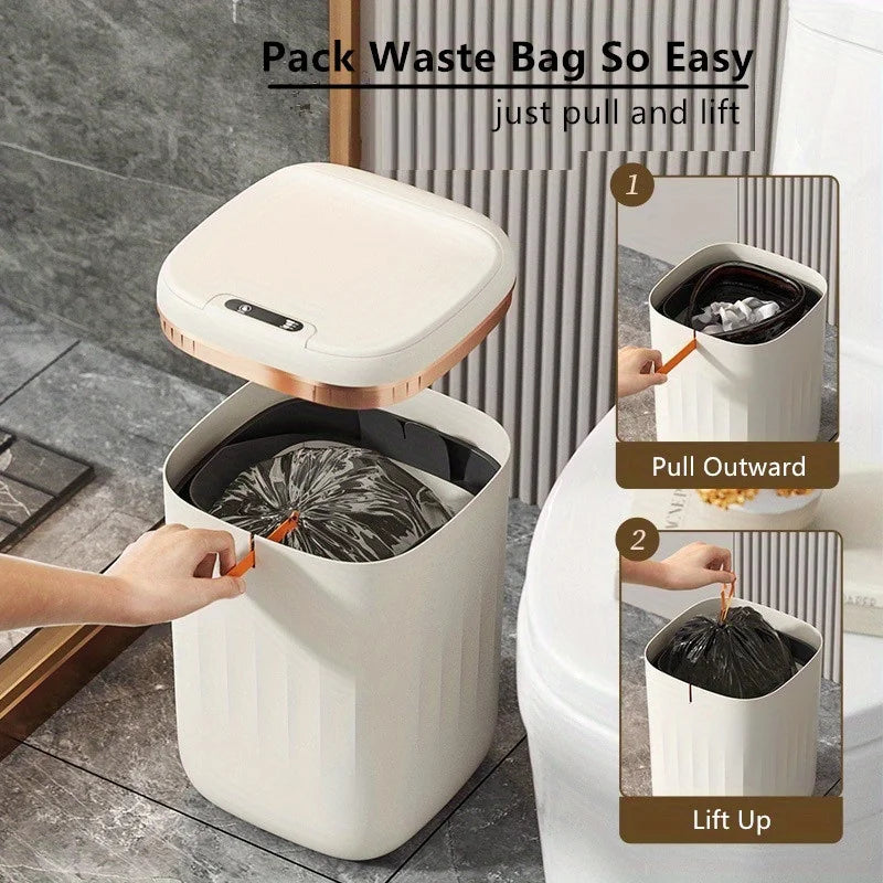 20/22L Large Rechargable Smart Trash Can With Lid Garbage Bin For Kitchen Bedroom Living Room Rubbish Container Touchless