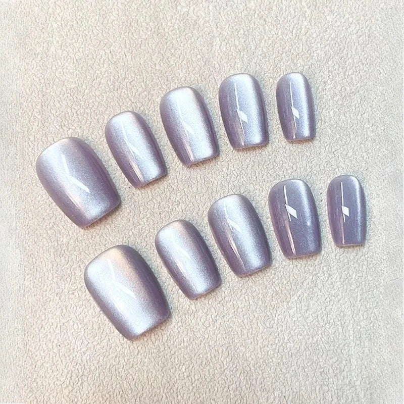 New 30Pc Cat Eyes Effect Press On Nails UV Gel Magnetic Cat Eye Fake Nails Handmade Artificial Nail Tips with Adhesive for Girls