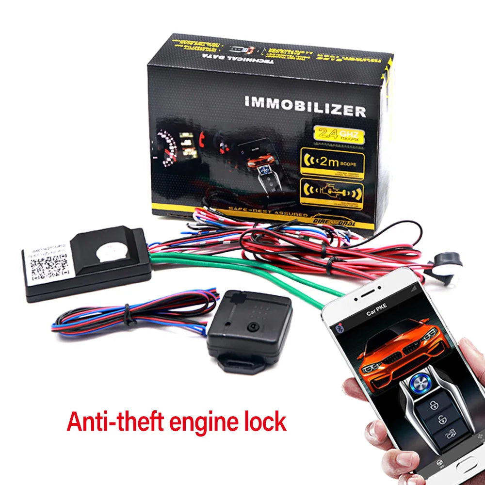 Car Alarm With Autostart Push One Button Auto Start Stop Keyless Entry System Smart Key Remote Start Kit Automotive Accessories