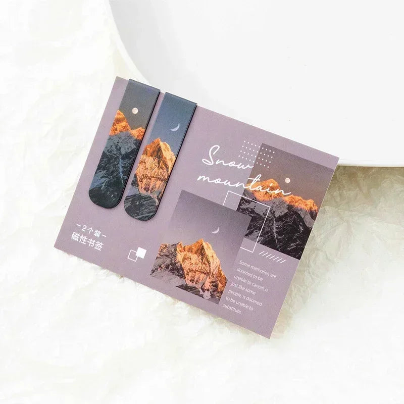 2pcs/set Fantasy Clouds Bookmarks Kawaii Magnetic Book Clips Reading Items Page Holder Korean Stationery Office Supplies