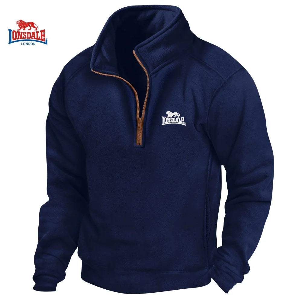 New Men's Embroidery Brand Long Sleeved Zipper Pullover for Autumn and Winter Fashion Outdoor Casual Sportswear Top