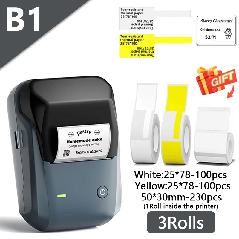 Niimbot B1 Mini Label Printer Adhesive Portable Printer 2 Inch Thermal Paper Round Labels Maker Machine For Tag Cable Printing