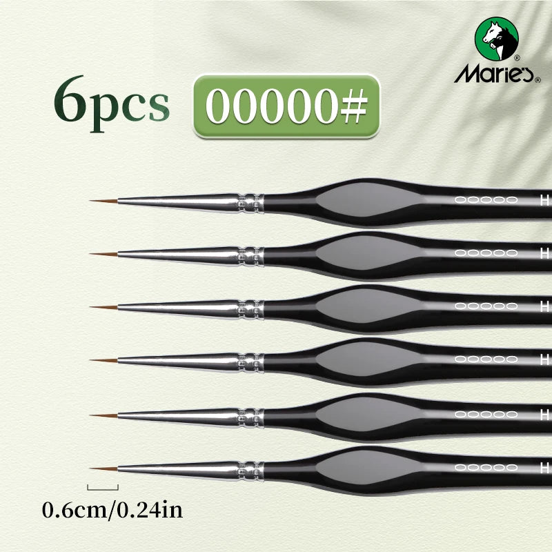 Marie's 00000 Fine Tip Paint Brush Set for Acrylic, Models, Mini Miniature Detail , Nylon Hair Thin Extra Fine Paintbrushes
