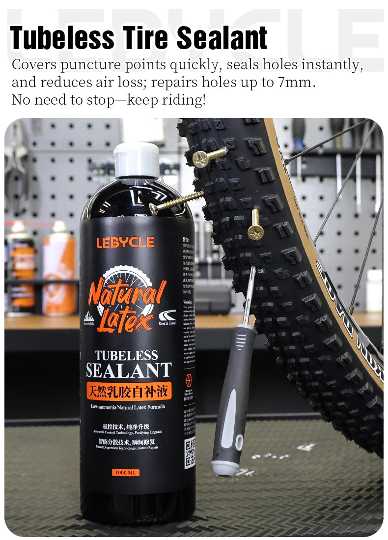 LEBYCLE MTB Road Bicycle Tubeless Tire Sealant Bike Low-Ammonia Tubeless Puncture Repair Fluid Bike Vacuum Tires Repair Tool