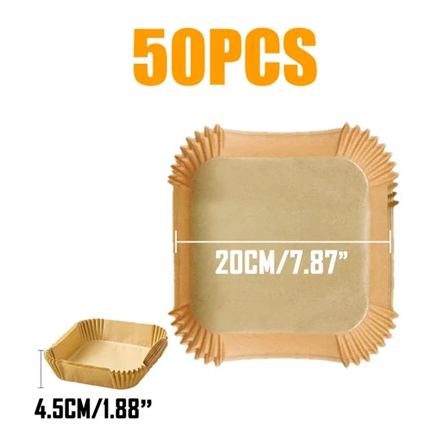 50Pcs Air Fryer Special Paper Oil-Absorbing Food Pad for Air Fryer Oil-proof Disposable Baking Paper AirFryer Accessories
