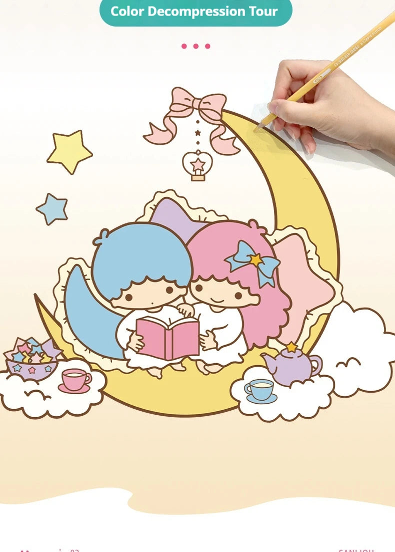 New Sanrio Kuromi Painting Notebook Children'S Sketching Coloring Copy Notebook Elementary School Cartoon Anime Line Draft