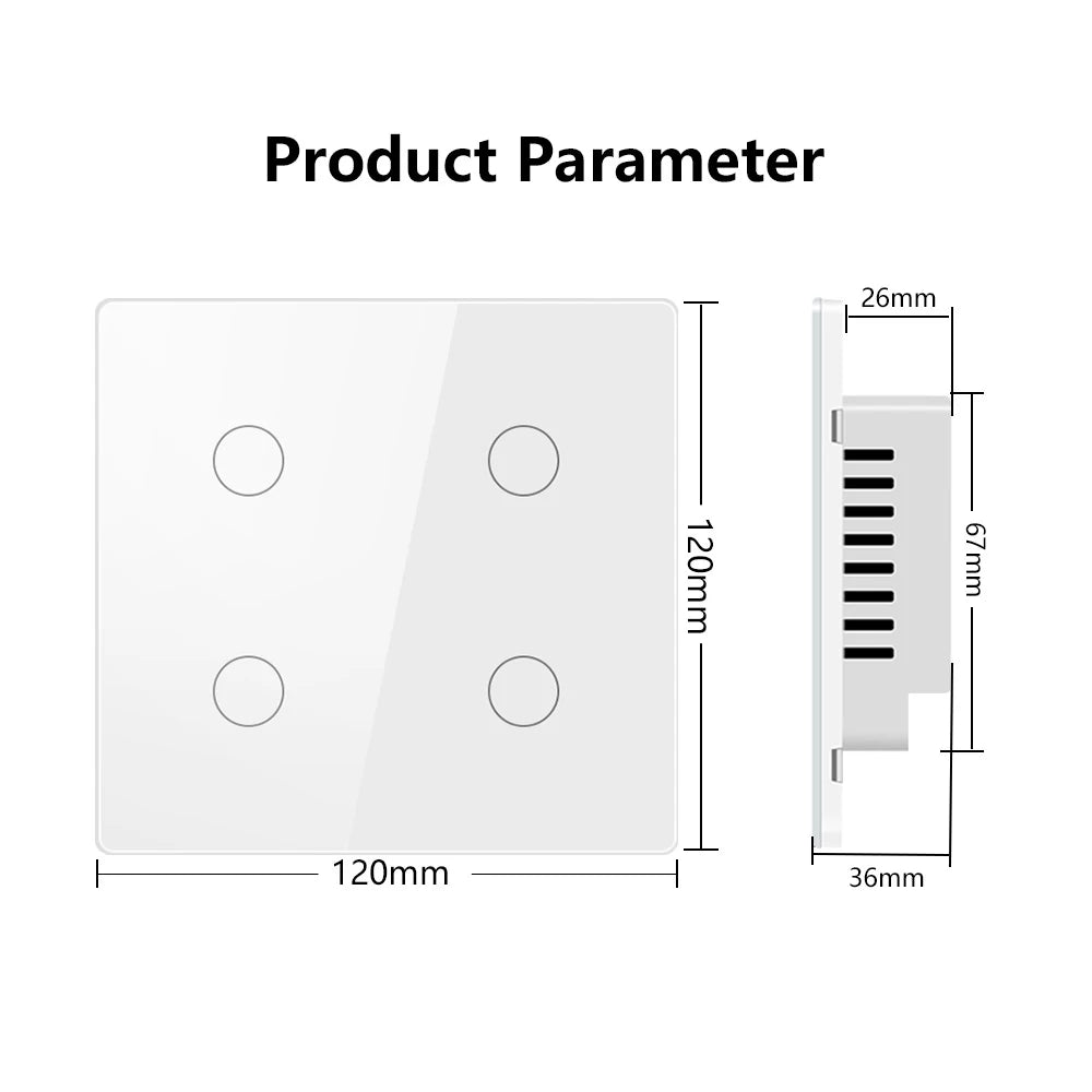 Tuya Smart WiFi Light Switch 4x4 Brazil Light Wall Switches Touch Panel 4/6 Gang Wireless Control for Alexa Google Home 100-250V