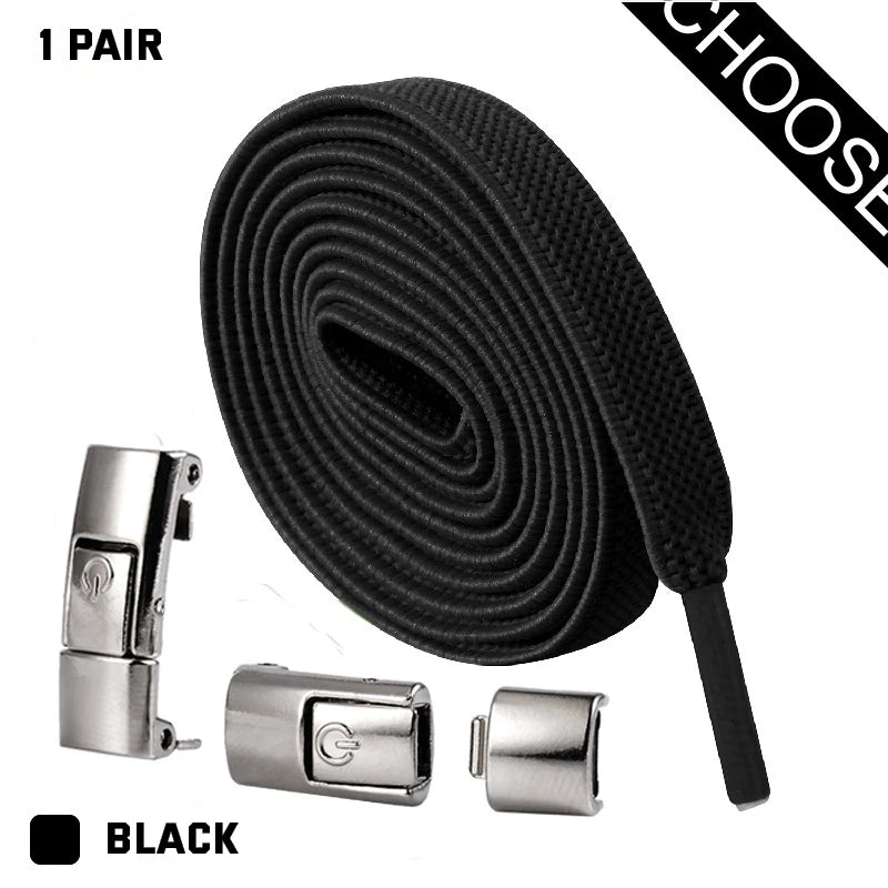 New Press Lock Shoelaces without ties Elastic Laces Sneaker 8MM Widened Flat No Tie Shoe laces Kids Adult Shoelace for Shoes