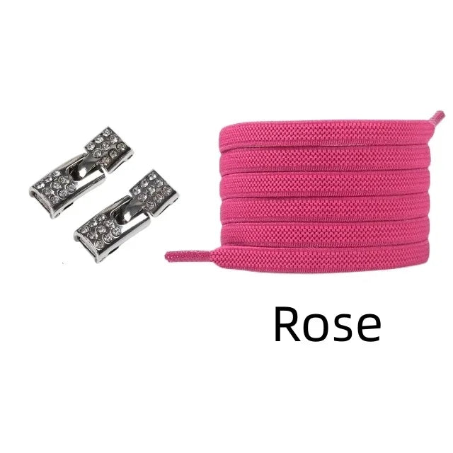 Elastic Laces Sneakers Diamond Cross Locks Shoelaces Without ties Kids Adult 8MM Width No Tie Shoe laces Rubber Bands Shoelace