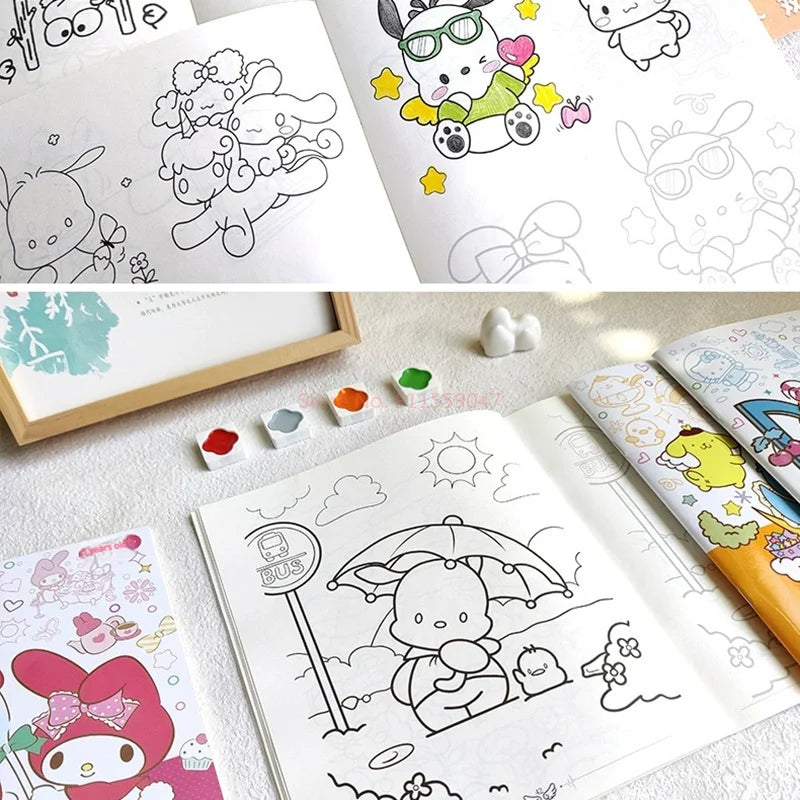 New Sanrio Kuromi Painting Notebook Children'S Sketching Coloring Copy Notebook Elementary School Cartoon Anime Line Draft