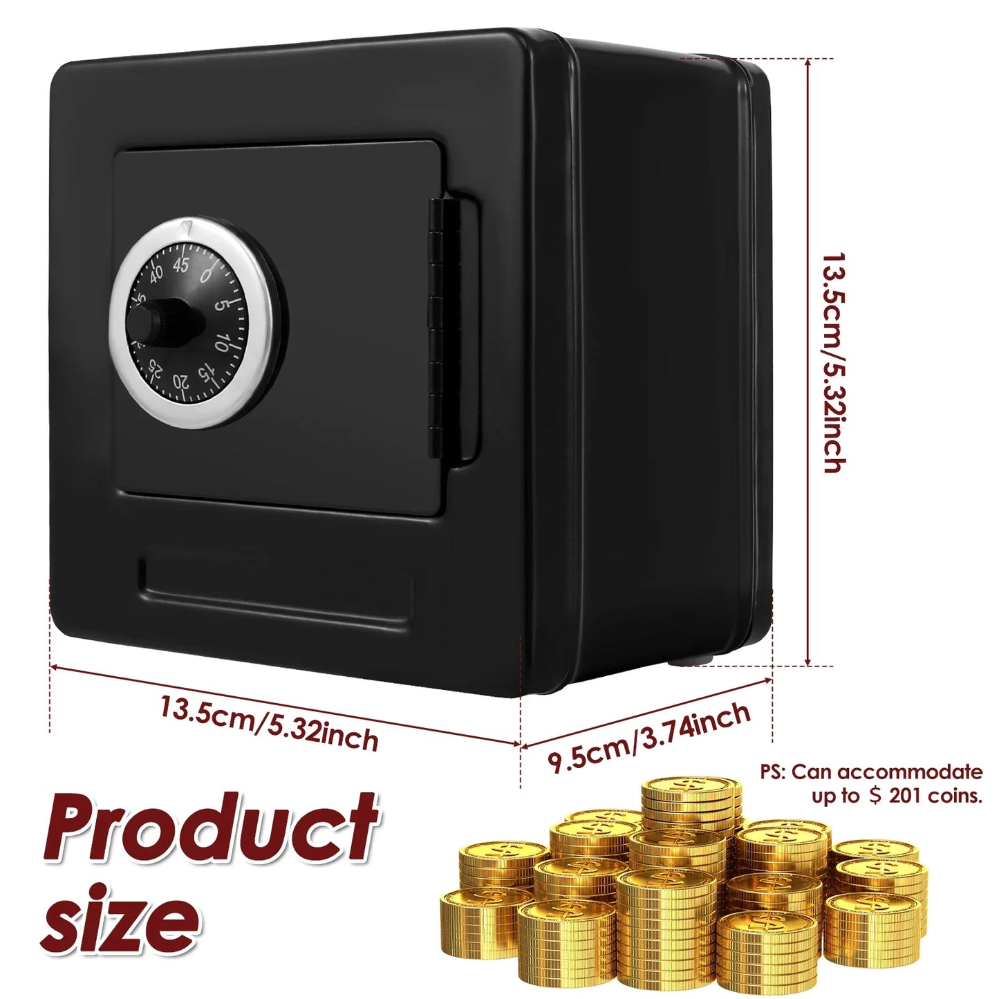 Piggy Bank Carbon Steel Password Reusable Safe Bank Metal Money Saving Box with Combination Lock for Cash Saving for Adults Kids