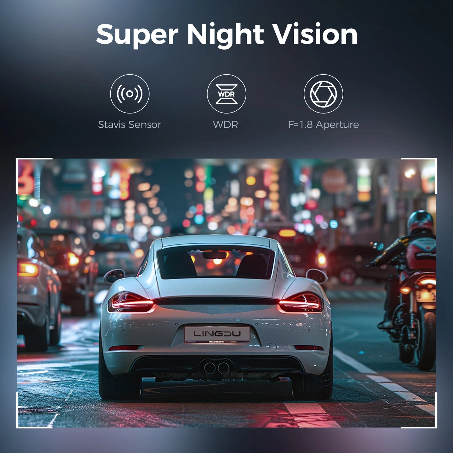 LINGDU Dash Cam D100 3K Dash Car Camera Built-in GPS Wi-Fi 24H Parking Motion Car Camera Night Vision Car DVR EN Voice Control