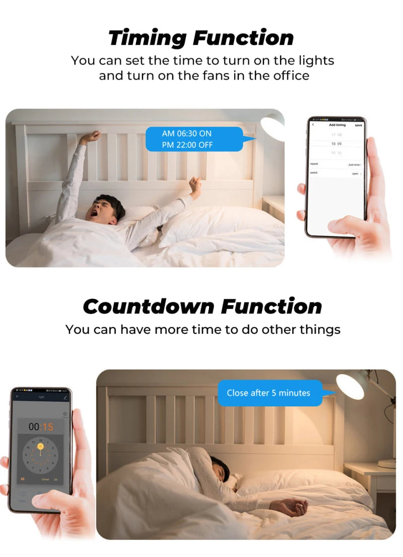 16A Wifi Smart Switch Smart Home Light Switches Module 2 Way Control Work with Tuya Smart Life Alexa Google Home Switch