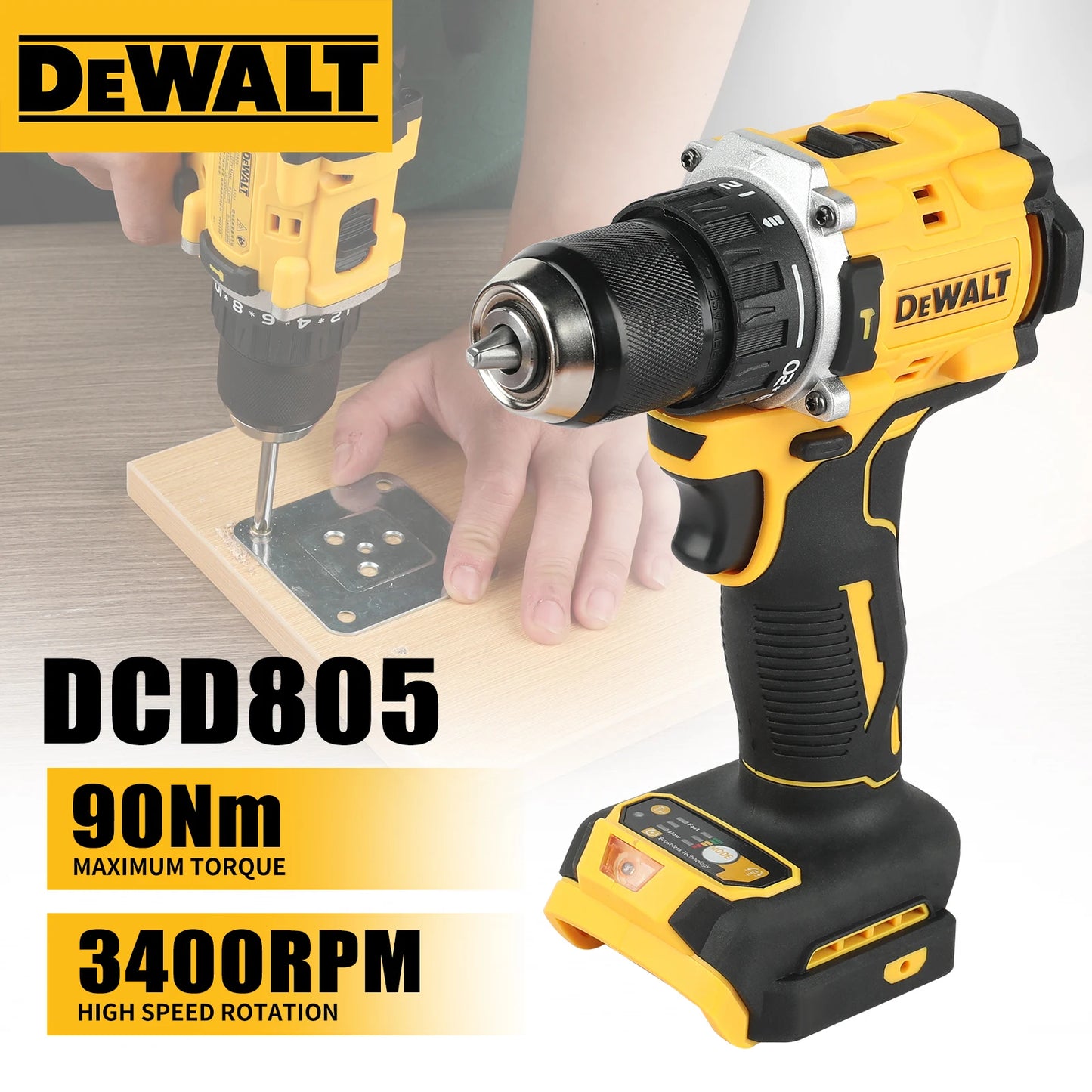 DeWalt DCD805 Lithium Brushless Motor Screwdriver DeWalt tool kit Electric Screwdriver Electric Hand Drill Impact Drill Combinat