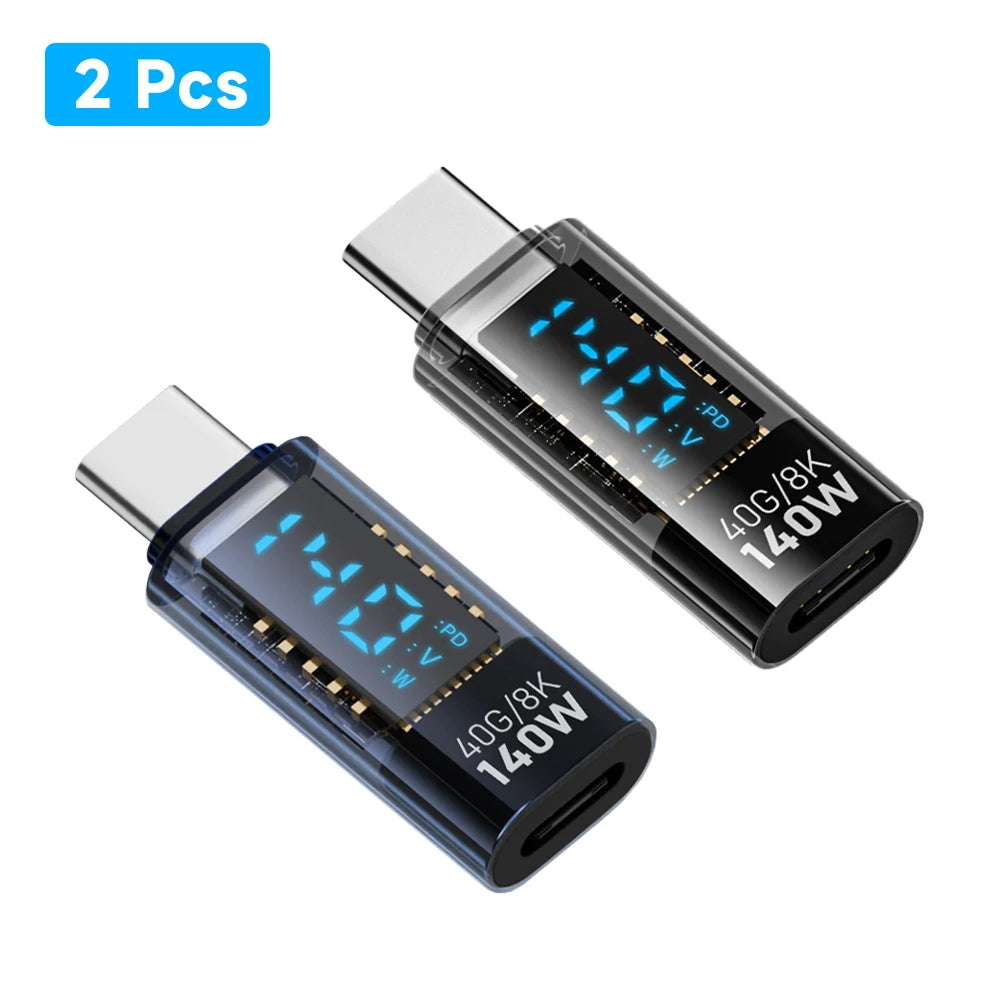 USB C Adapter 140W with LED Display 40Gbps USB C Extension Adapter Type C Power Meter Tester USB C Extender USB4 Thunderbolt