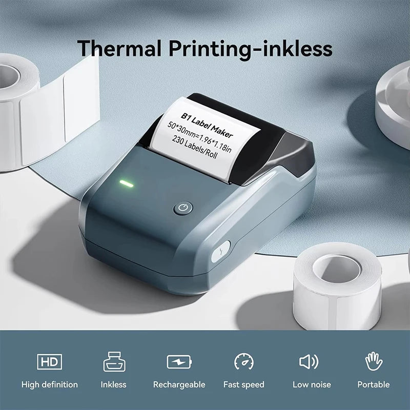 Niimbot B1 Mini Label Printer Adhesive Portable Printer 2 Inch Thermal Paper Round Labels Maker Machine For Tag Cable Printing