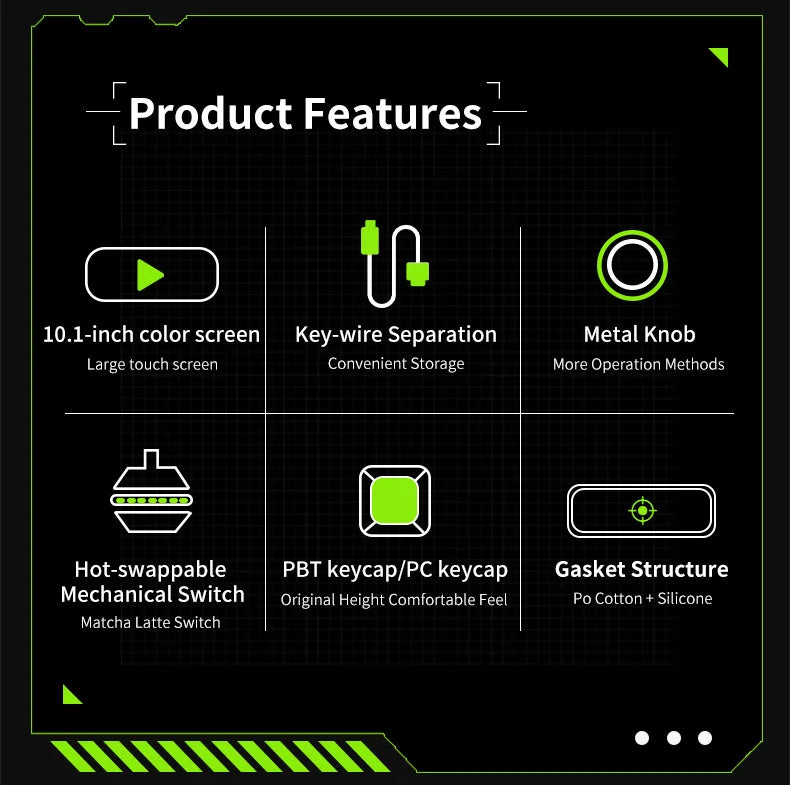 AJAZZ AKP846 Mechanical Keyboard Wired With Screen Programming Custom Driver QMK Open Source 10.1-Inch Color Screen Office Game