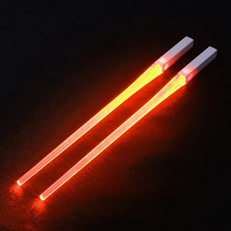Novel 1 Pair LED Luminous Chopsticks Light Up Durable Lightweight Kitchen Dinning Room Party Food Safe Tableware Multi-color Hot