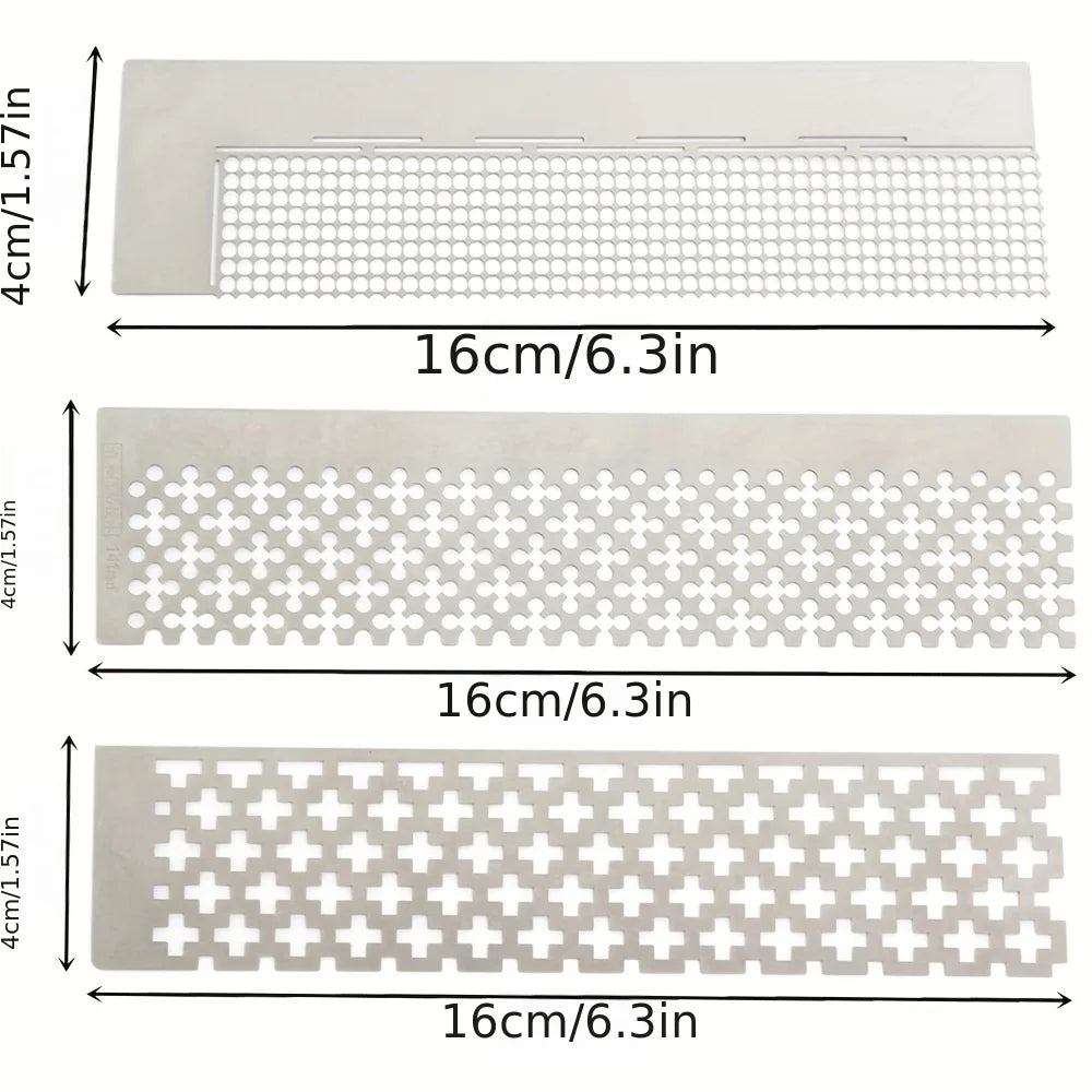 3PCS Diamond Drawing Tools Stainless Steel Drawing Ruler Square Drill Ruler round Drill Ruler Combination of 3 Pieces