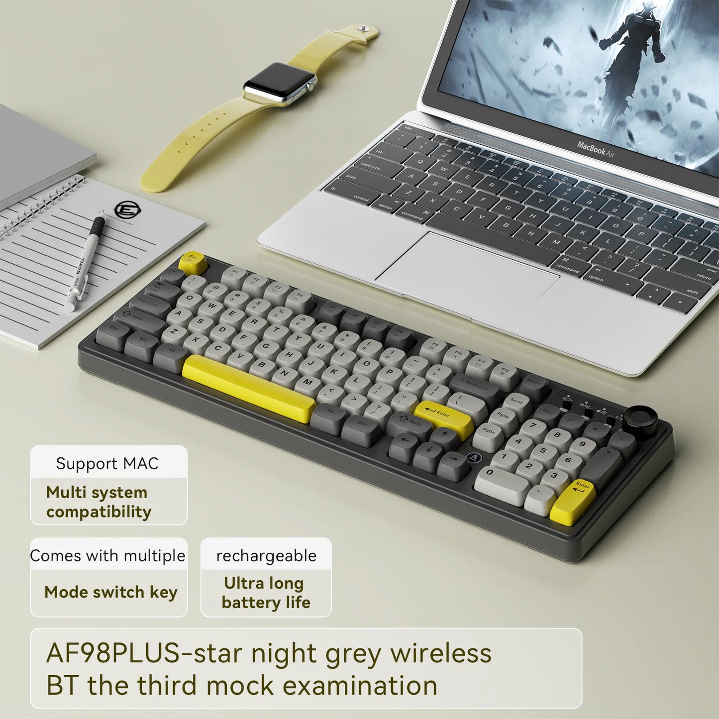 AJAZZ AF98 wireless\wired-film keyboard film keyboard feel 99-key desktop computer external office gaming game home typing
