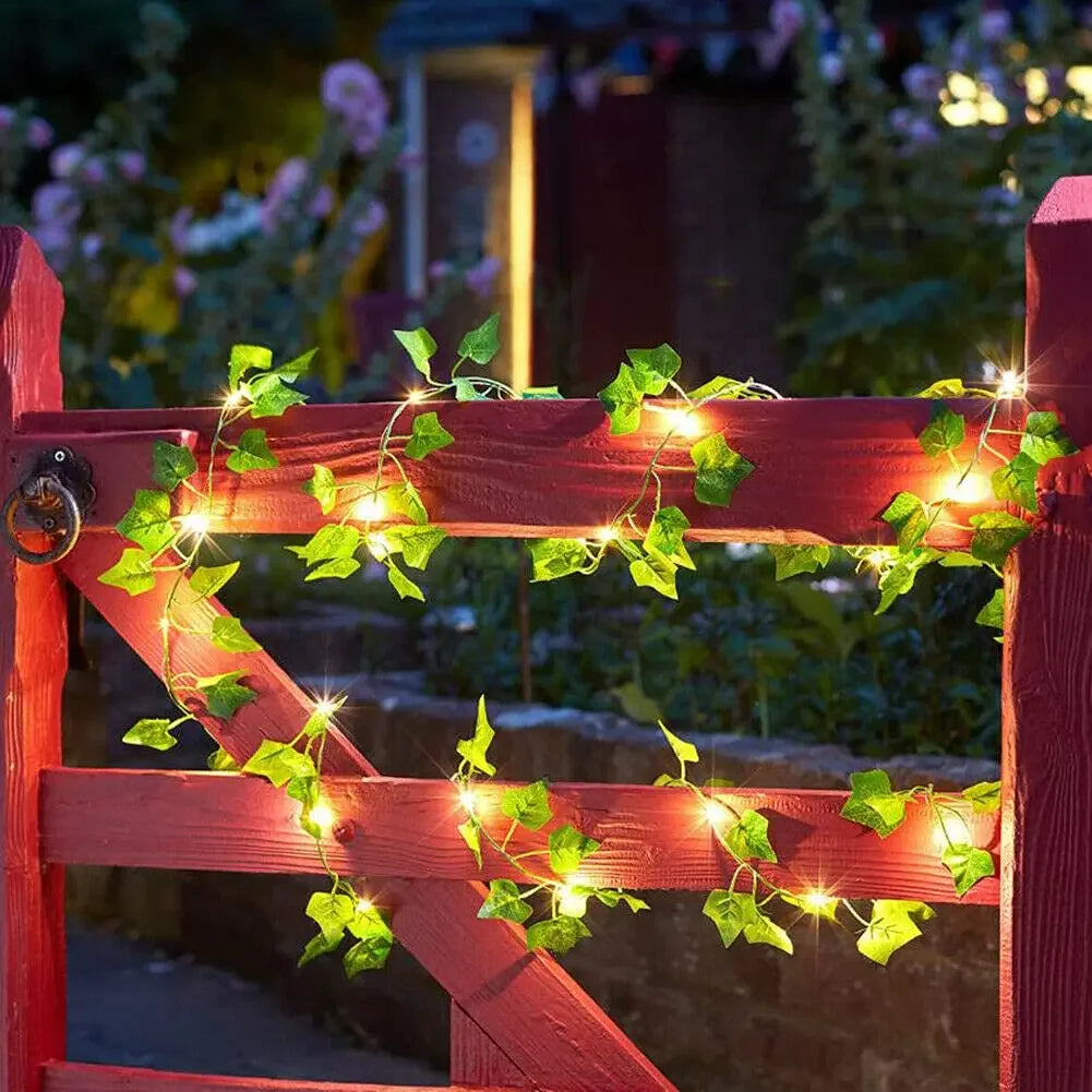 100LED Ivy String Lights 8 Modes Fairy Lights Green Plants Battery Powered Waterproof Party Wedding Garden Room Wall Decor