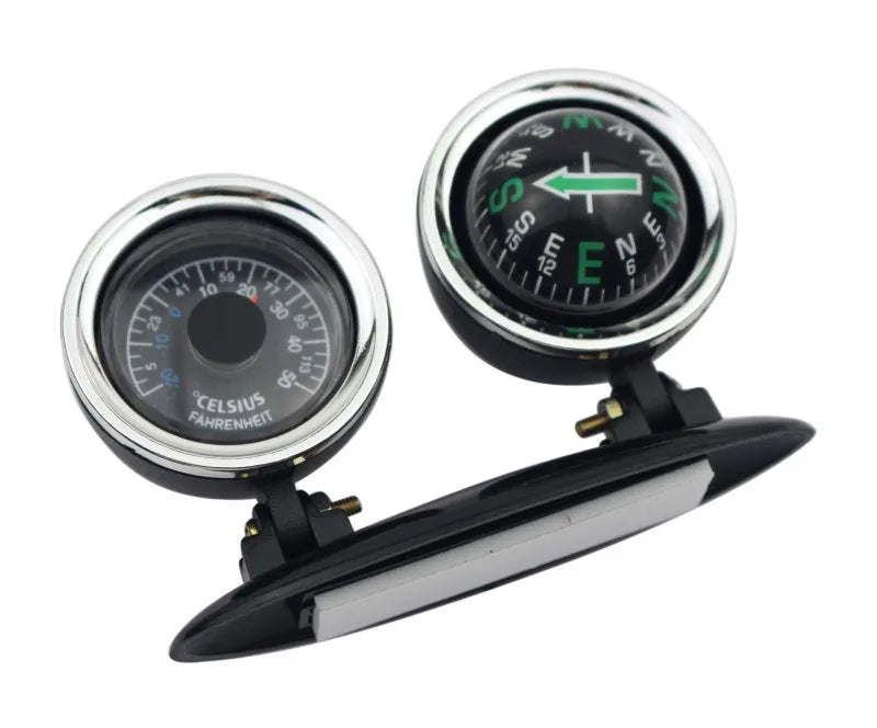 Outdoor Outing Car Guide Ball Self-driving Tour Compass with Thermometer Car Interior Decoration Accessories