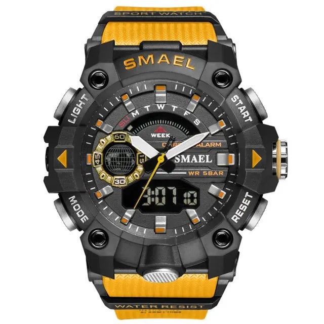SMAEL Fashion Sport Watches Men Shock Resistant 50M Waterproof Wristwatch LED Alarm Stopwatch Clock Military 8040 Men Watch