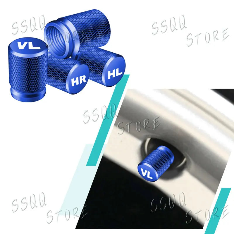 4pcs VR VL HL HR Emblem Universal Car Wheel Tire Valve Stem Caps Dust Covers Metal Tire Wheel Stem Air Valve Cap Car Accessories