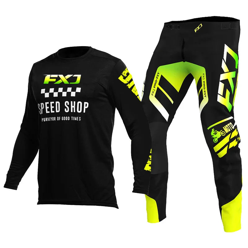 Motorcycle racing suit cross Mens Women'sMotocross Jersey Pant Kits Enduro MX MTB Off-road green red black pink yellow blue