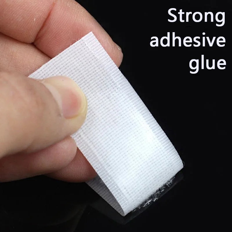 1/2/5M Strong Self Adhesive Fastener Hook and Loop Strips with Glue Double-Side Mounting Tapes for DIY Craft 20-50mm White