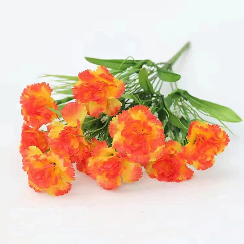 1 Bouquet Carnation Silk Artificial Flowers Fake Plants Party Garden Wedding Decor Mother's Day Gift Home Room Decoration