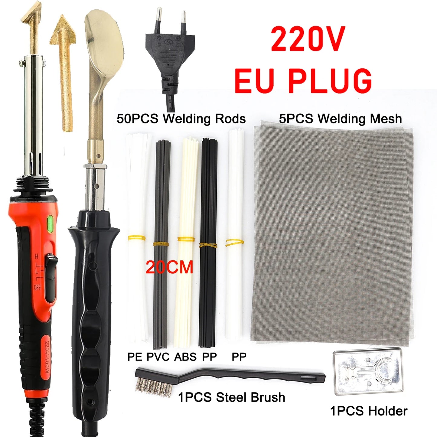 220V Portable Soldering Iron 100W/50W Plastic Soldering Machine Repair Tool Welding Rods Soldering Mesh For Car Bumper Repair