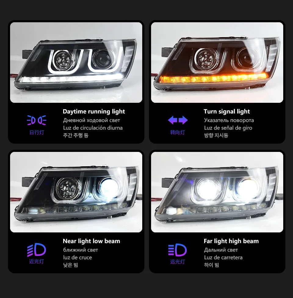 Car Lights for Dodge Journey LED Headlight 2008-2019 JCUV Head Lamp Drl Projector Lens Automotive Accessorie