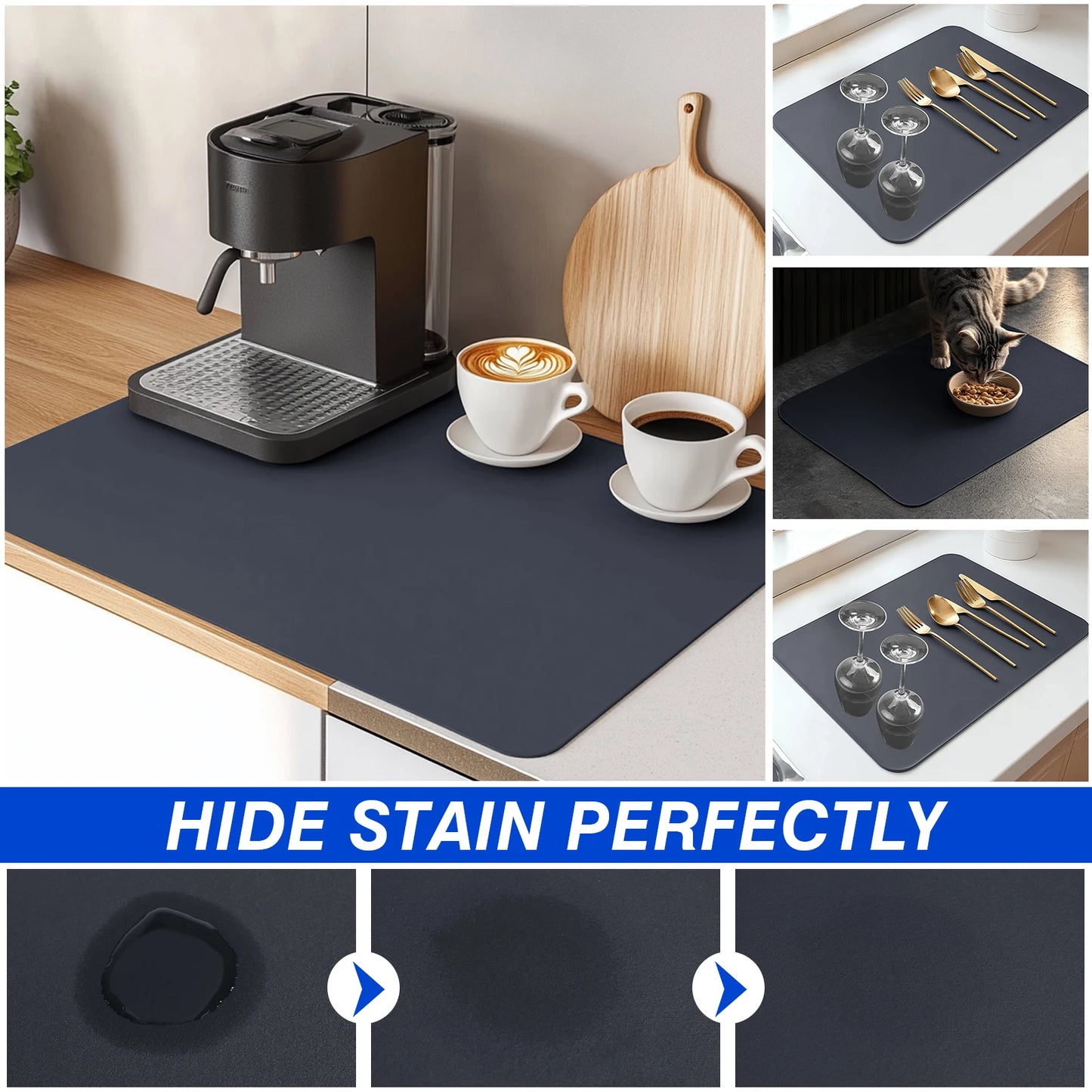 Super Absorbent Large Kitchen Absorbent Mat Antiskid Draining Coffee Dish Drying Mat Quick Dry Bathroom Drain Pad Tableware Mat