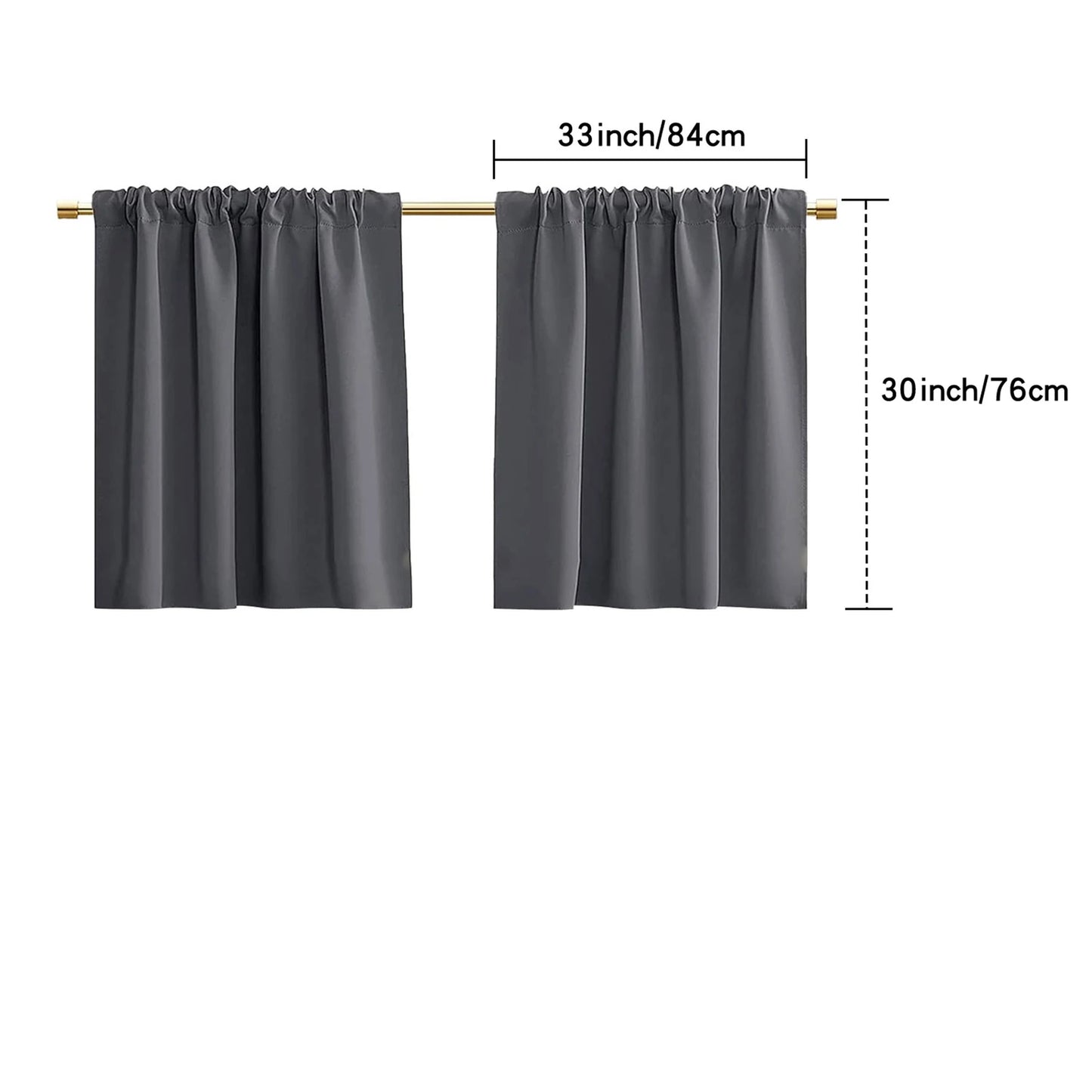 2 Panels Short Curtains for Kitchen RV Curtain Tiers 100% Blackout Drapes Rod Pocket Light Block Privacy Small Window Curtains