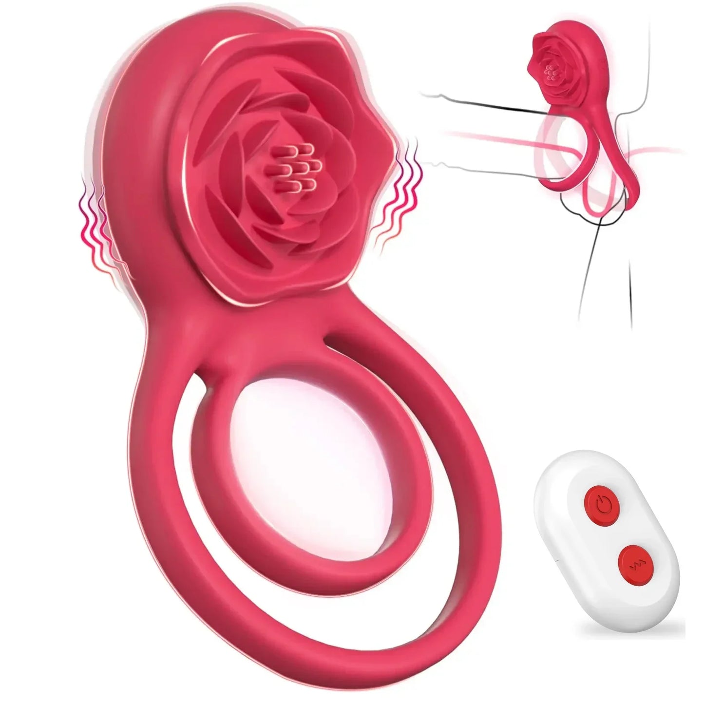 Rose Penis Cock Ring Vibrator Powerful Penis Sleeve Sucking Stimulator G-spot Female Nipple Clitoral Massager Sex Toy for Couple